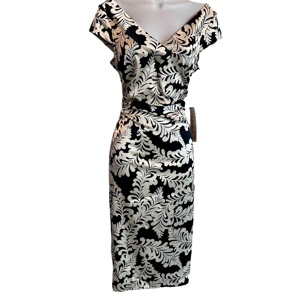 Maggy London Black and White Midi Dress